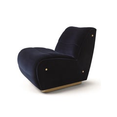 Contemporary Armchair Offered in Velvet & Metal Base
