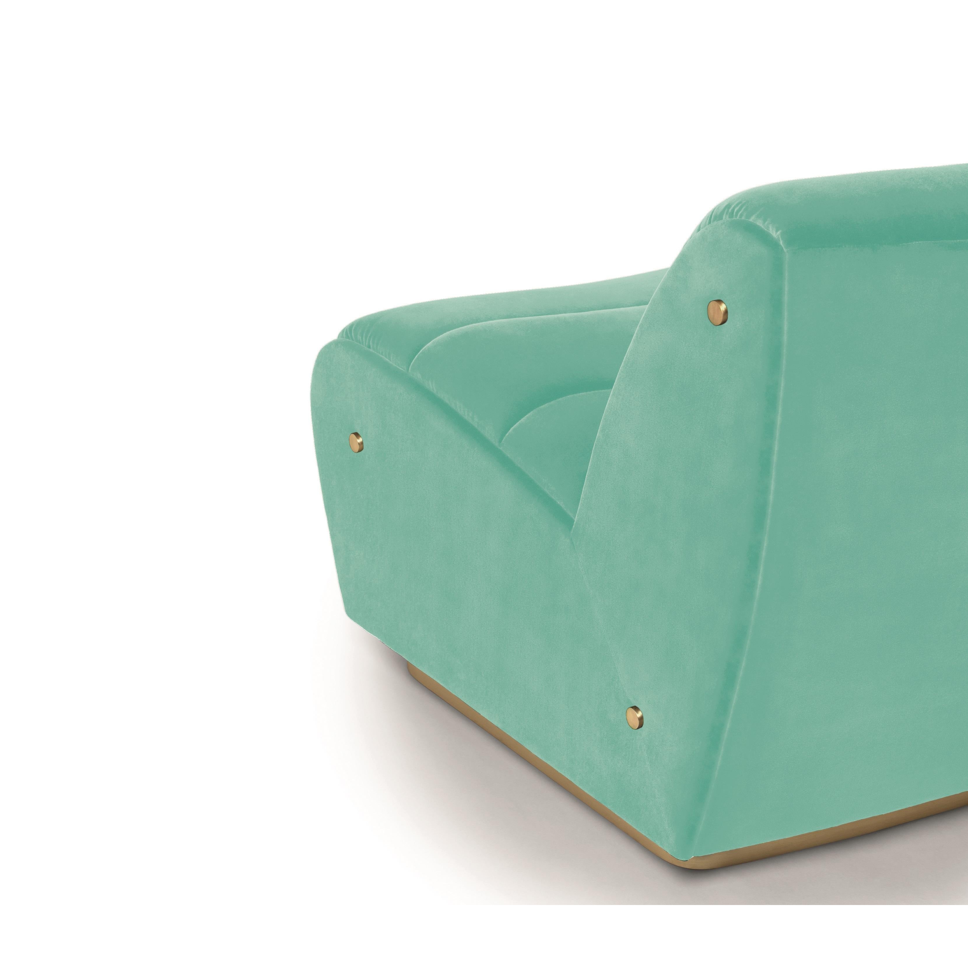 Contemporary Armchair Offered in Velvet & Metal Base For Sale 2