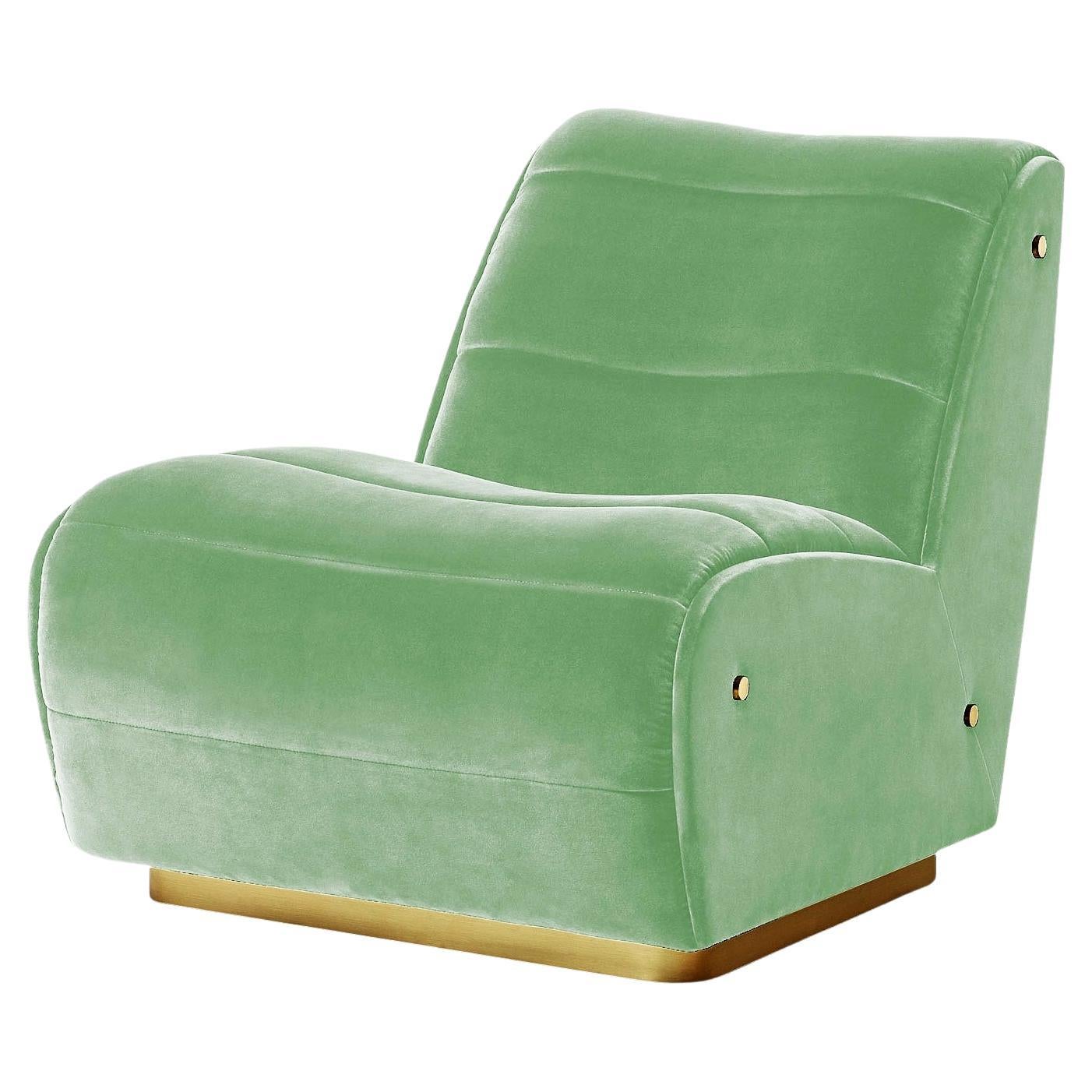 Contemporary Armchair Offered in Velvet & Metal Base