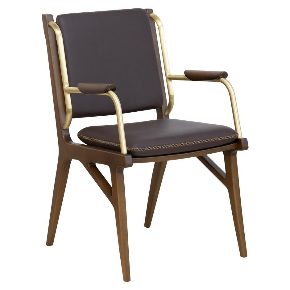 Contemporary Armchair Offered in Wood & Metal Detailing For Sale 1