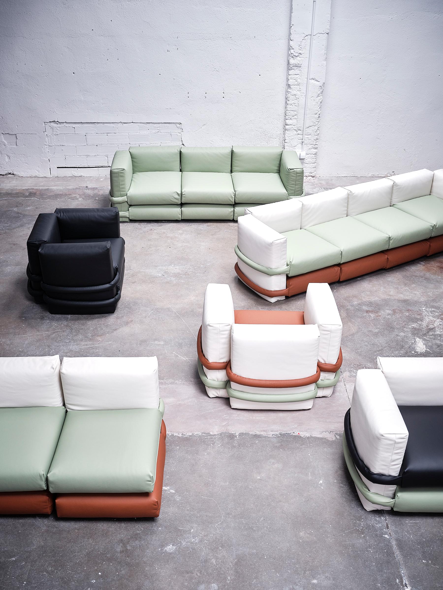 Contemporary Armchair 'Pillow' by Muller van Severen, Black Leather For Sale 3