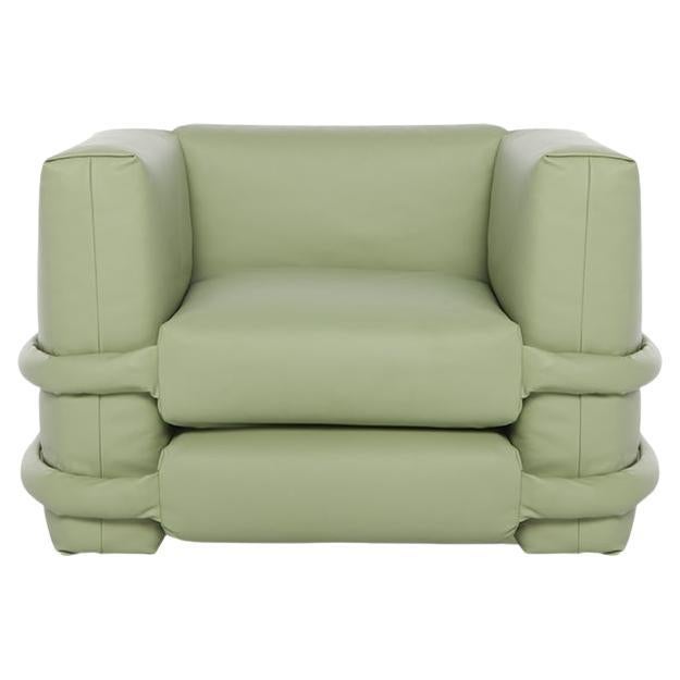 Poltrona contemporanea 'Pillow' di Muller van Severen, pelle verde