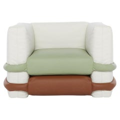 Contemporary Armchair 'Pillow' by Muller van Severen, Multicolor Leather