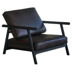 Fauteuil Contemporary 'Thanatos' by Carmworks, Burnt Wood and Leather