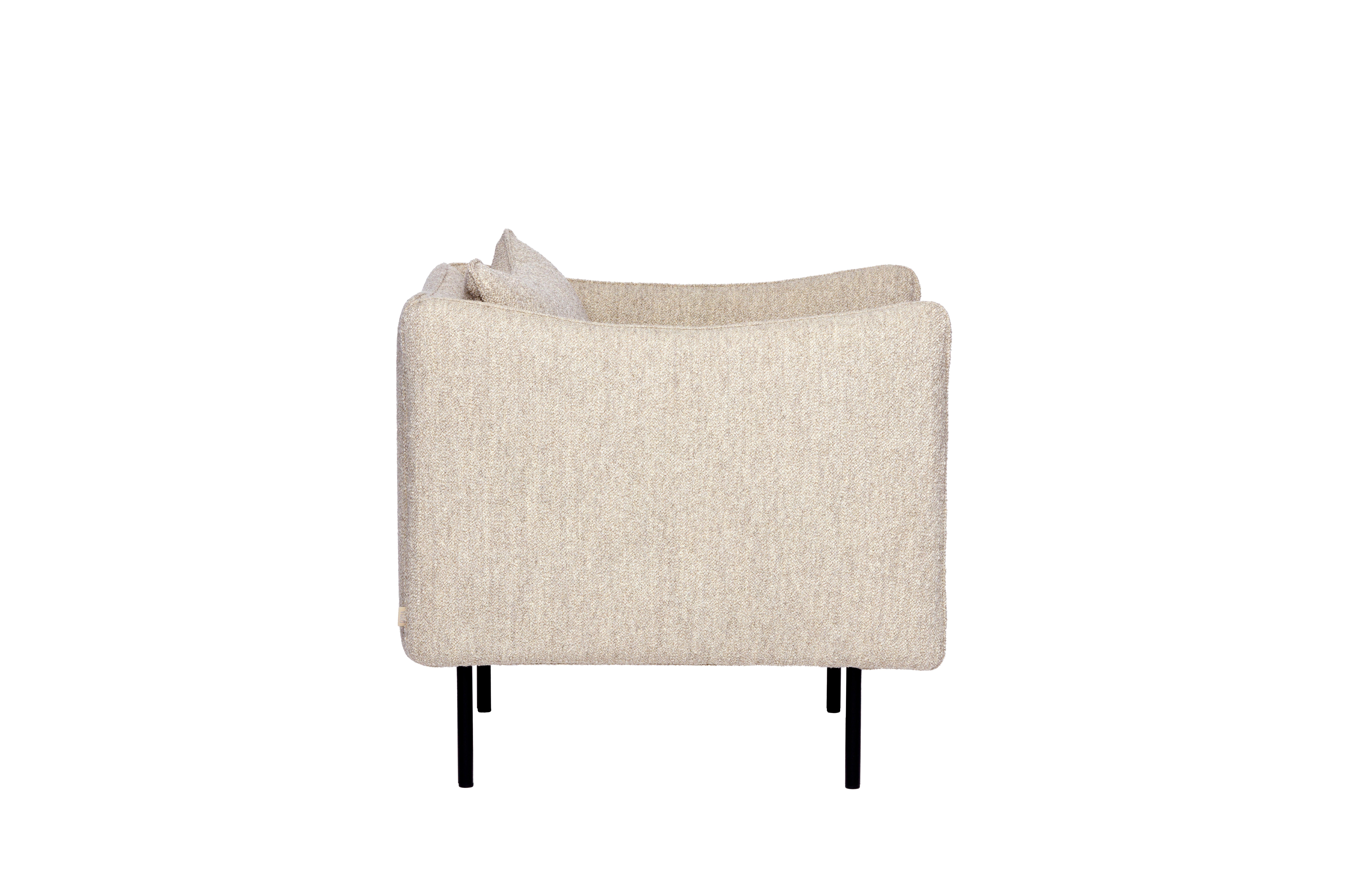 Metal Contemporary Armchair 'Tiki' by Fogia, Sand Fabric  For Sale