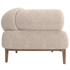 Contemporary Armchair Upholstered in Bouclé Fabric, Set of 2.
