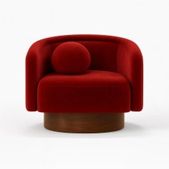 Zeitgenössischer Sessel, gepolstert mit Performance-Samt und Holzgestell