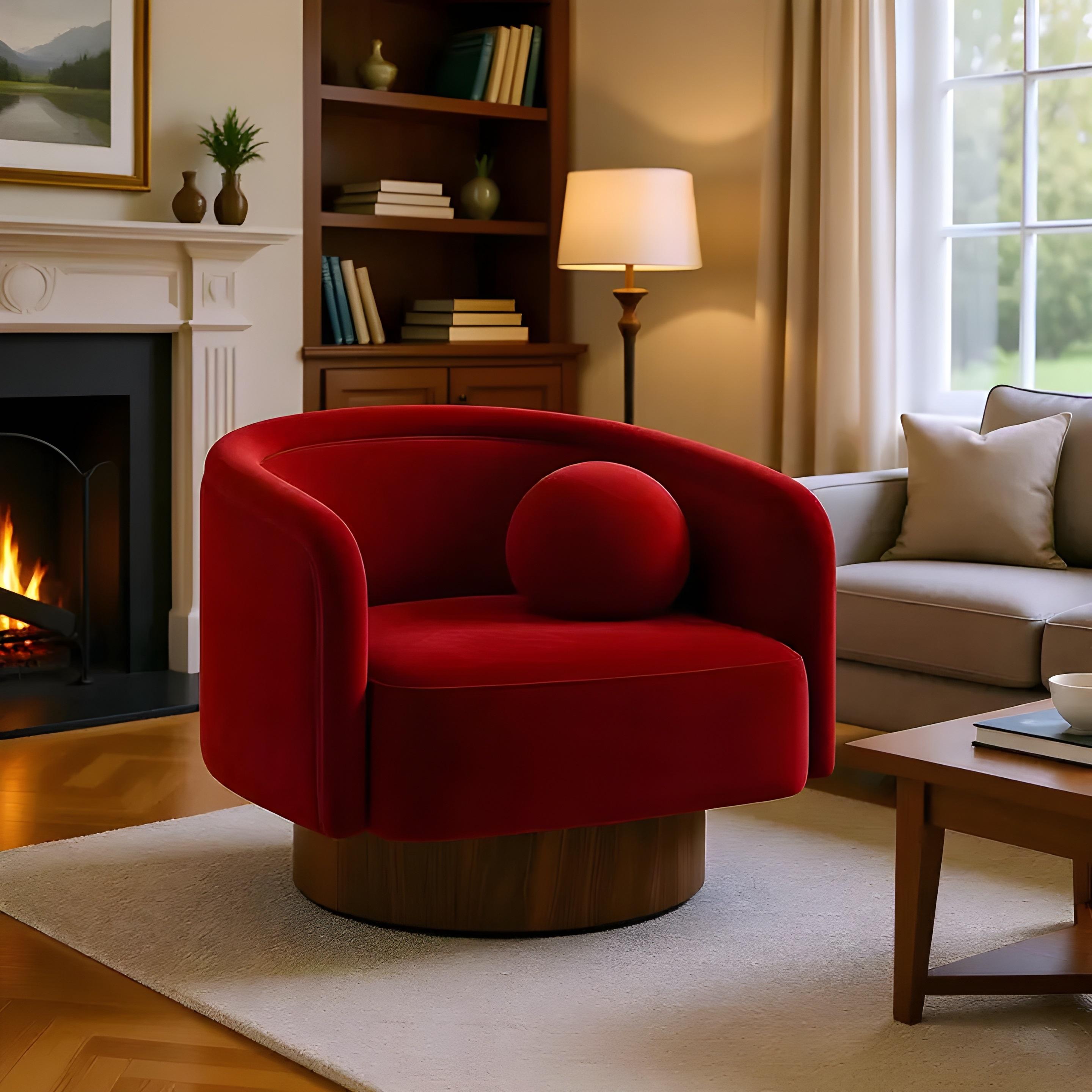 Portoghese Poltrona contemporanea imbottita in velluto Performance con base in legno in vendita