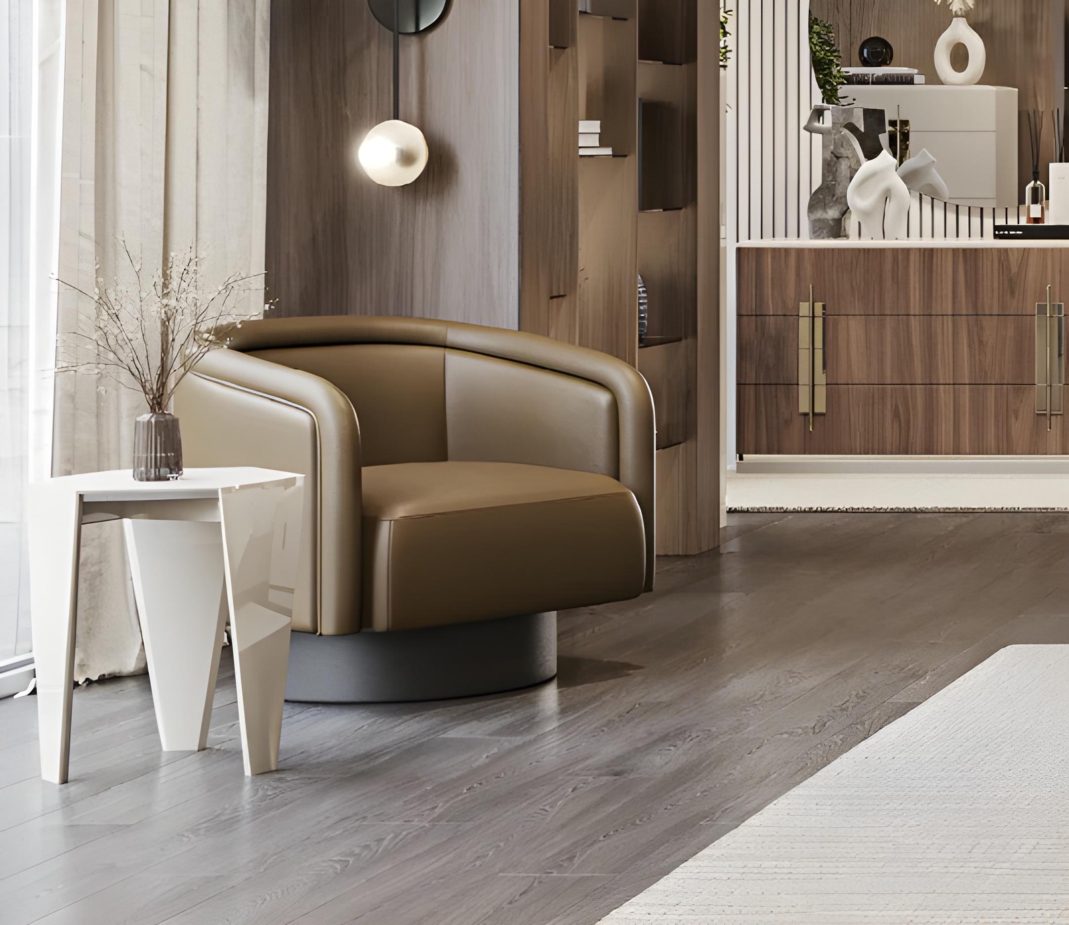 Poltrona contemporanea imbottita in velluto Performance con base in legno In condizioni Nuovo in vendita a NEW YORK, NY