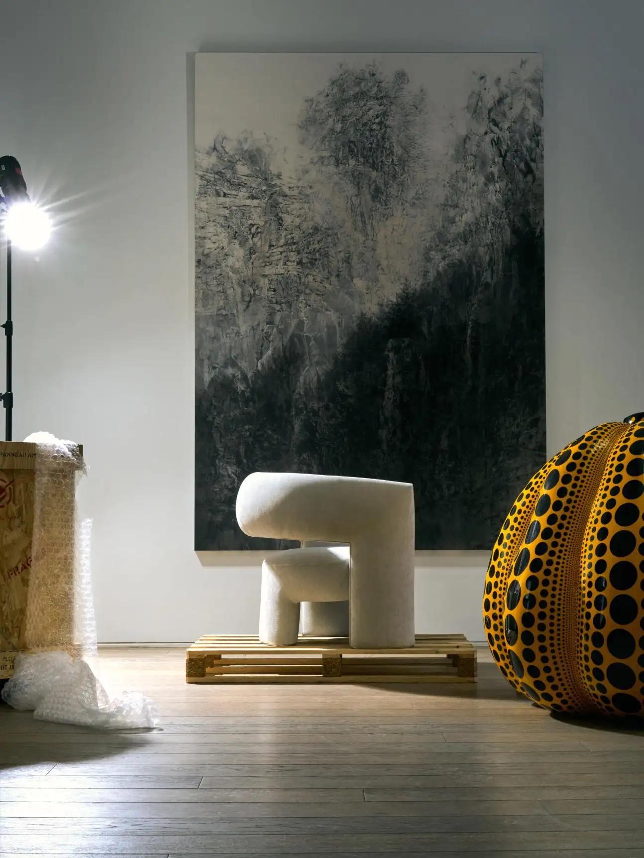 Wool Contemporary Armchair 'Via del Corso', Dedar Karakorum 005, by Man of Parts For Sale