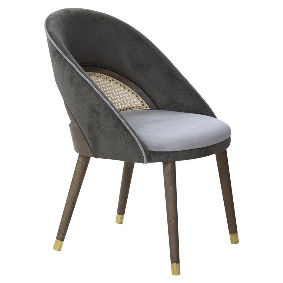Modern Contemporary Armchair with Cane Detail Backrest For Sale