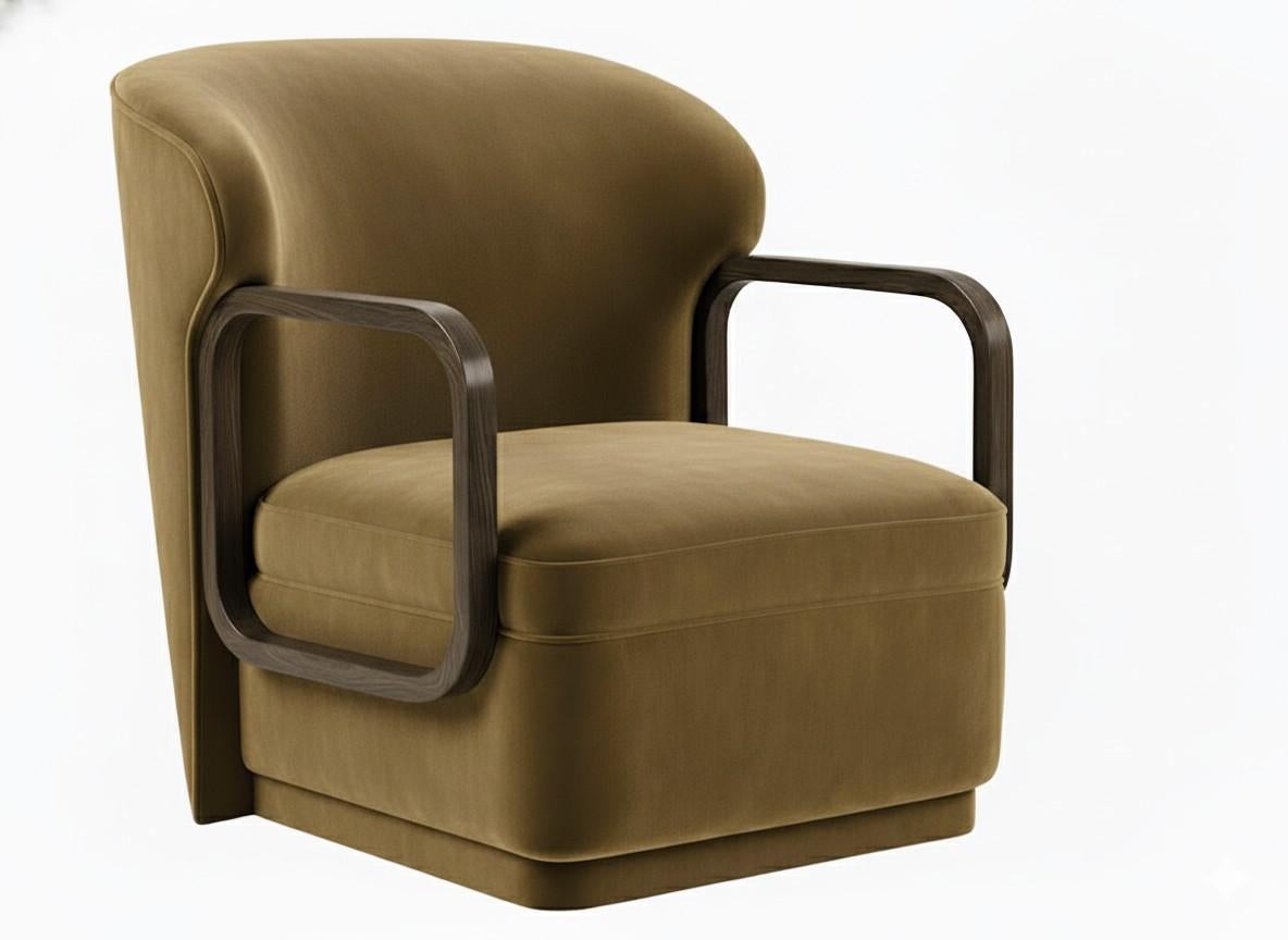Sillón Contemporáneo con Brazos Cuadrados Redondeados en Roble By José Castro Hecho a mano en venta