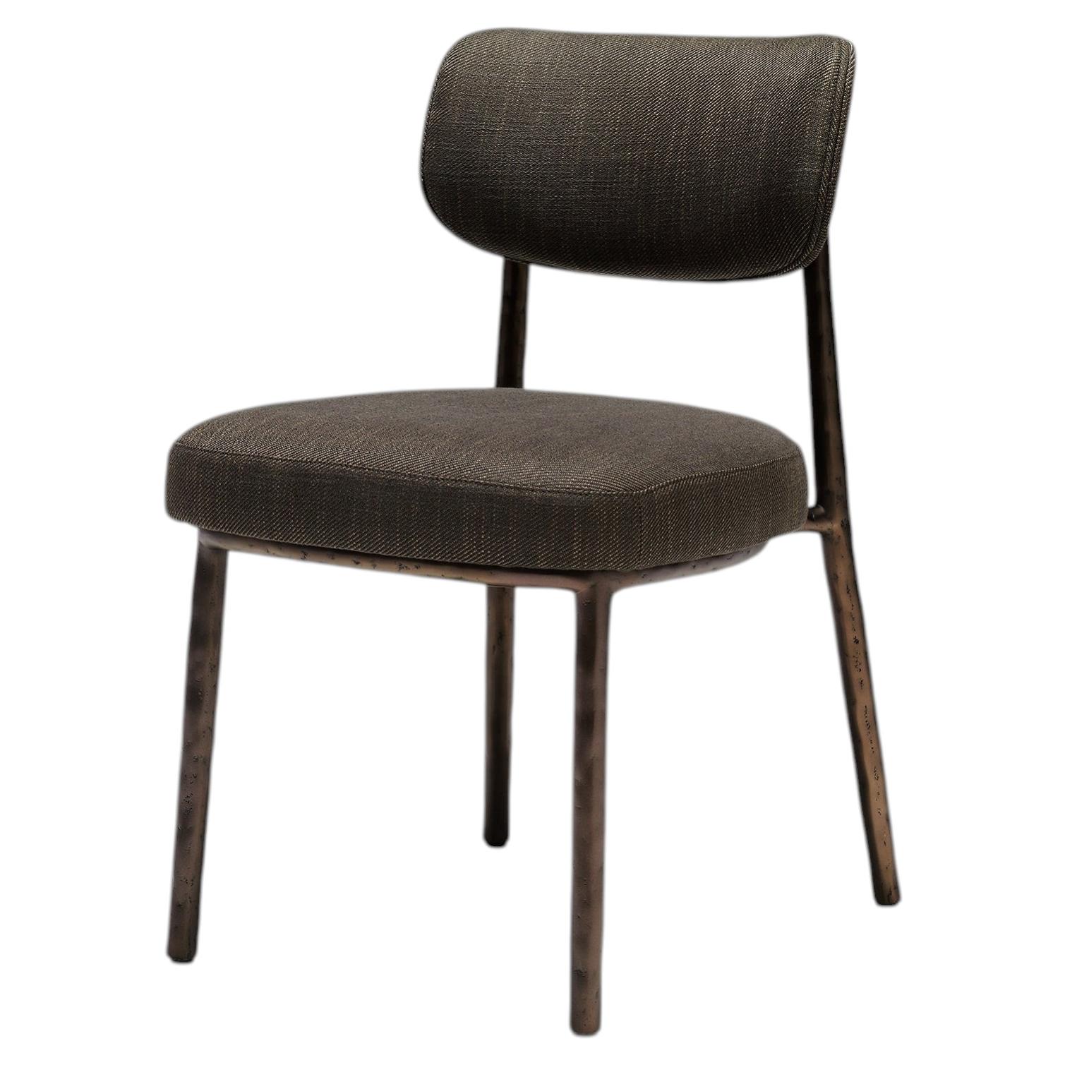 Contemporary Armless Dining Chair 'Gentle' w/o armrest, by LINTELOO, Bronze
