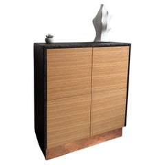Contemporary Armoire Dresser in Oak and Cork with Copper Base by Studio Melrose