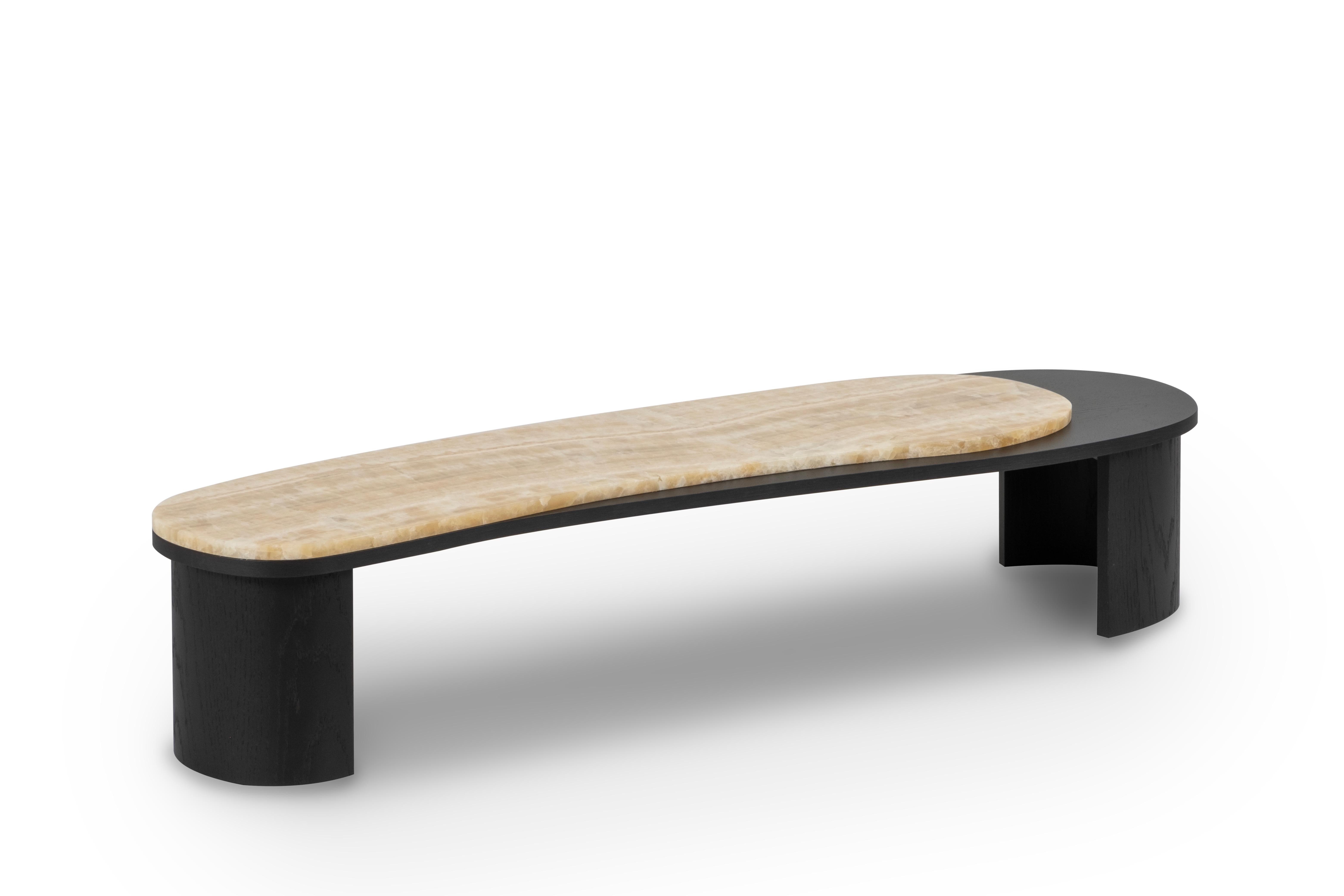 Moderne Table basse contemporaine Armona, Onyx, Oak Oak, Handmade in Portugal by Greenapple en vente
