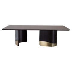 Contemporary Armona Dining Table, American Oak, Brass, Handmade by Greenapple