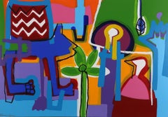 Grande toile expressionniste abstraite expressionniste sur toile « a Full Day of Joy » (un jour plein de joie)