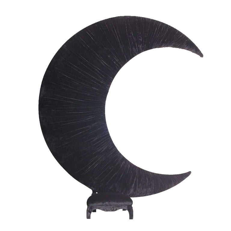 Post-Modern Contemporary Art Big Black Moon Black Velvet Sofa by Carla Tolomeo For Sale