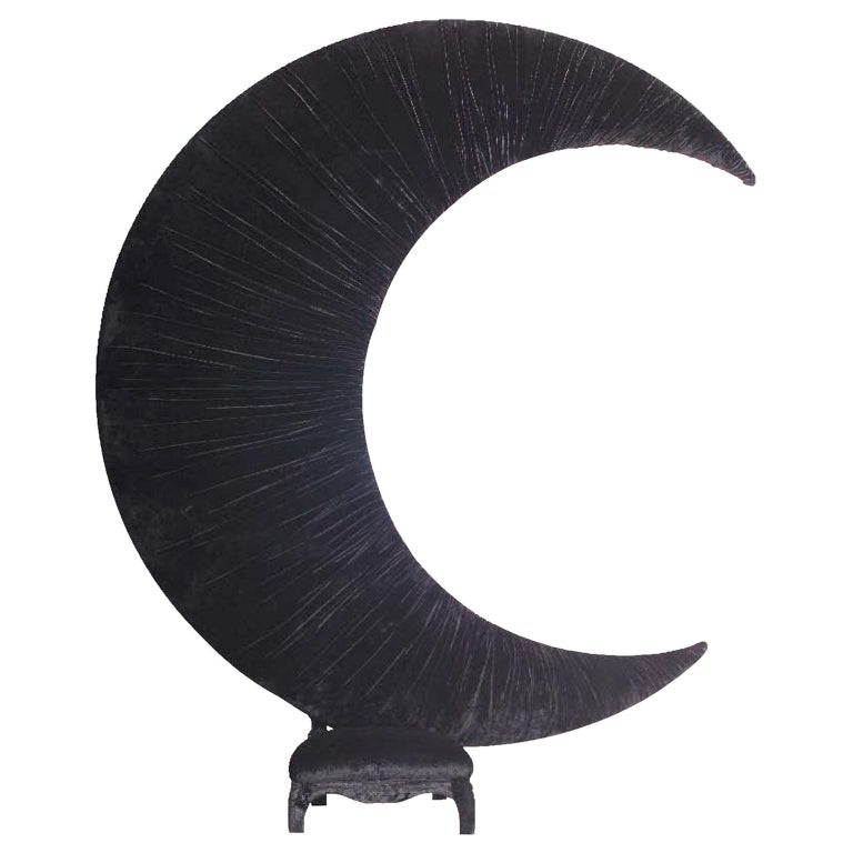 Contemporary Art Big Black Moon Black Velvet Sofa by Carla Tolomeo For Sale
