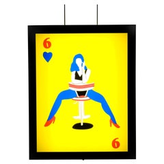 Contemporary Art Black, Yellow, Blue Lighting Sculpture Virago by Marco Lodola