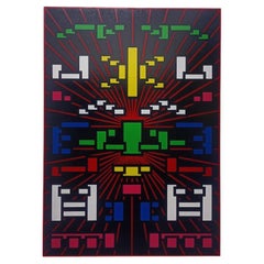 Painting Black Color Contemporary Geometric Futuristic Acrylic Spray on Wood