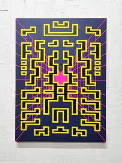 Contemporary Art by Las Animas "Atlas" 08, Painting Acrylic Spray on Wood