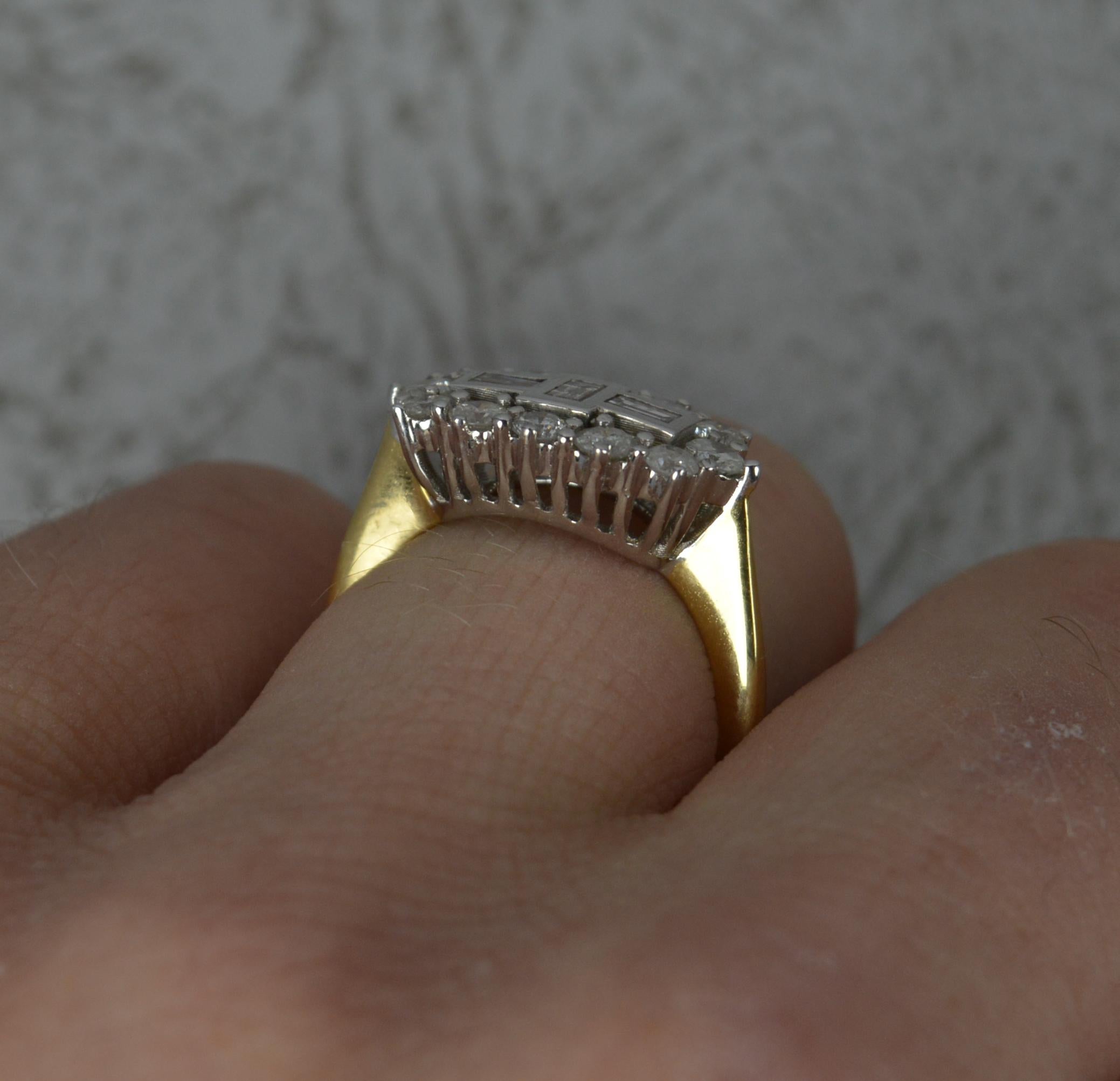 Baguette Cut Contemporary Art Deco Style 1.00 Carat Diamond and 18 Carat Gold Cluster Ring