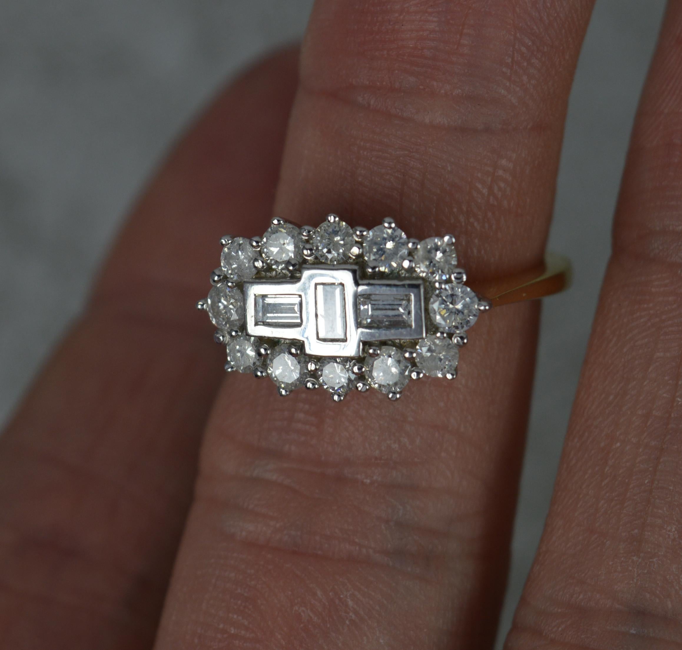 Contemporary Art Deco Style 1.00 Carat Diamond and 18 Carat Gold Cluster Ring 4