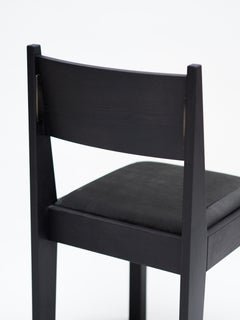 Contemporary Art Deco Chair, Black Ash Wood, Leather Upholstery & Bronze Details