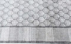 Contemporary Art Deco Chevron Gray And Charcoal Silk Carpet "Grapholia"
