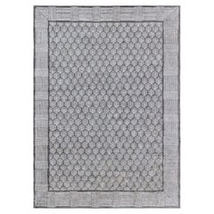 Contemporary Art Deco Chevron Gray And Charcoal Silk Carpet "Grapholia"