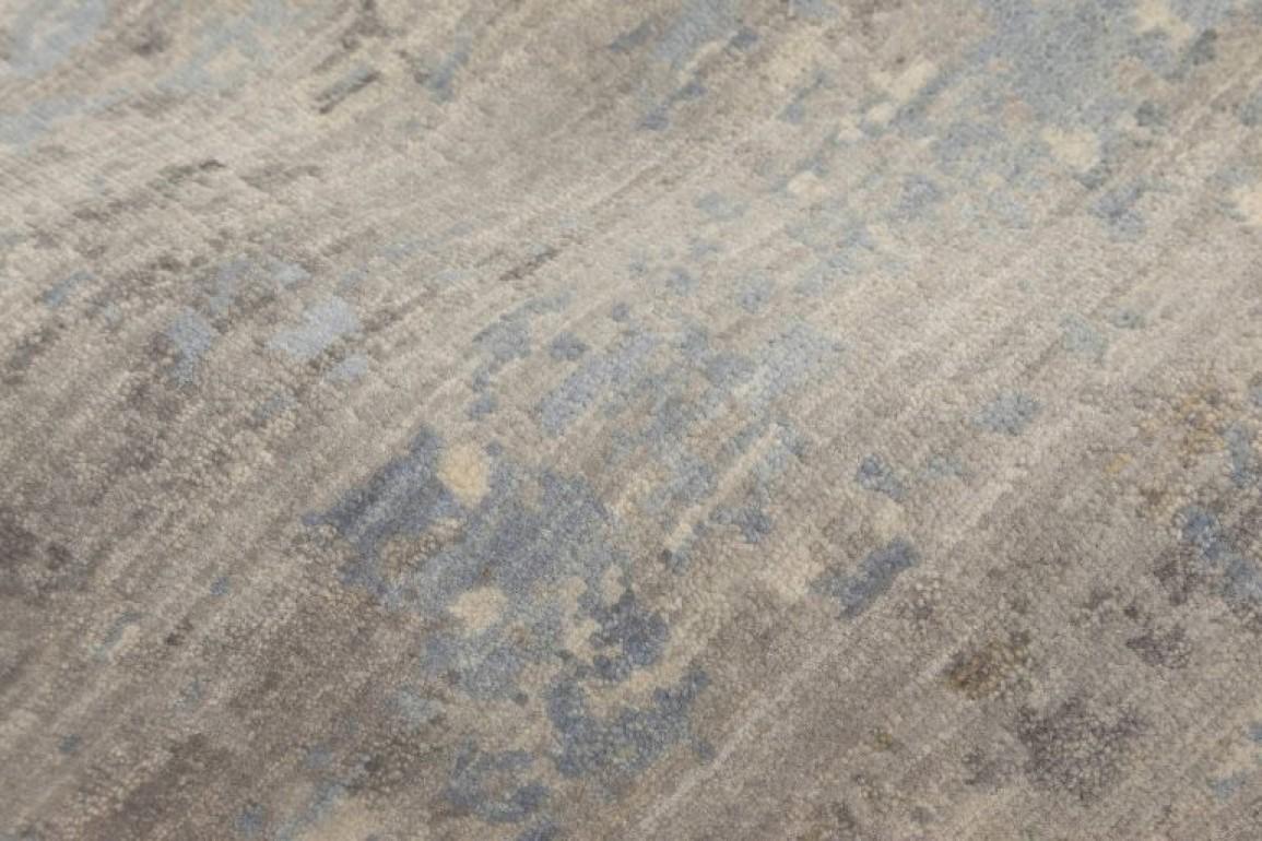 Zeitgenössischer blauer, grauer Wollteppich im Art-déco-Design von Doris Leslie Blau (Art déco) im Angebot