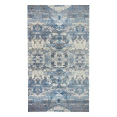 Tappeto contemporaneo Art Deco Design in lana blu e grigio di Doris Leslie Blau
