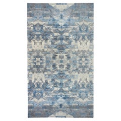 Contemporary Art Deco Design Blue, Grey Wool Rug by Doris Leslie Blau