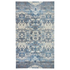 Contemporary Art Deco Design Blue, Grey Wool Rug by Doris Leslie Blau