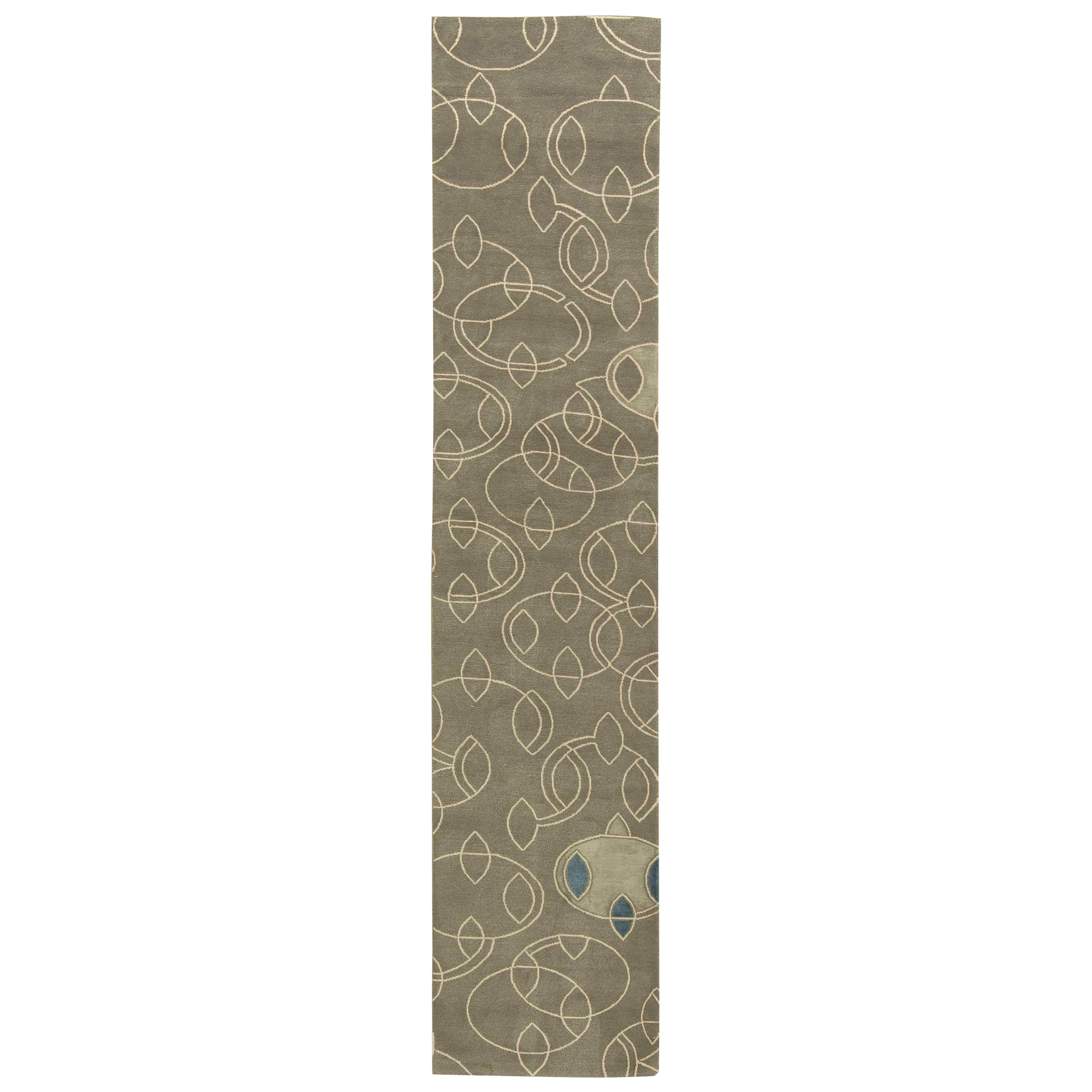 Contemporary Art Deco Design Handmade Läufer von Doris Leslie Blau