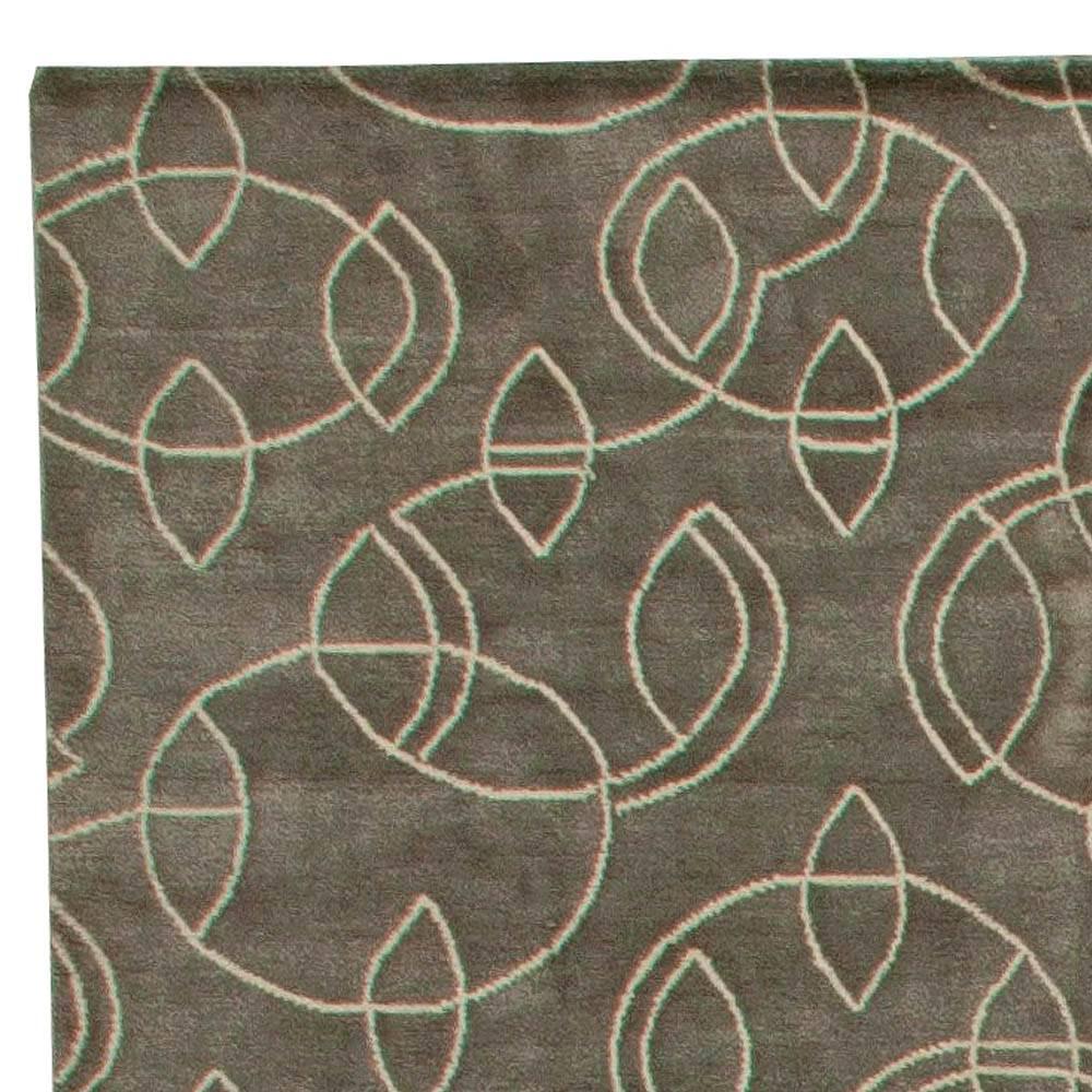 Hand-Knotted Contemporary Art Deco Design Handmade Wool and Silk Rug by Doris Leslie Blau For Sale