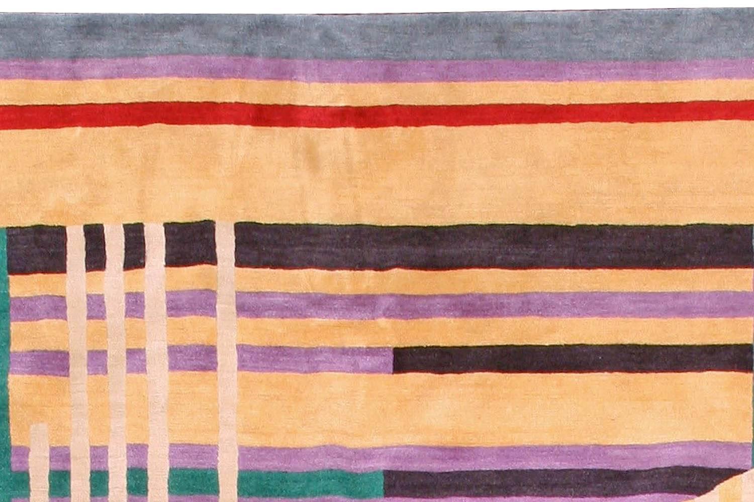 Hand-Knotted Modern Art Deco Tibetan Wool Rug – A Bold Geometry by Doris Leslie Blau For Sale