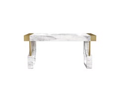 Contemporary Art Deco Design Office Desk In White Marble and Gold Metal Details