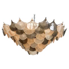 Contemporary Art Deco Design Pink 
Smoked Murano Glass Chandelier/Flushmount