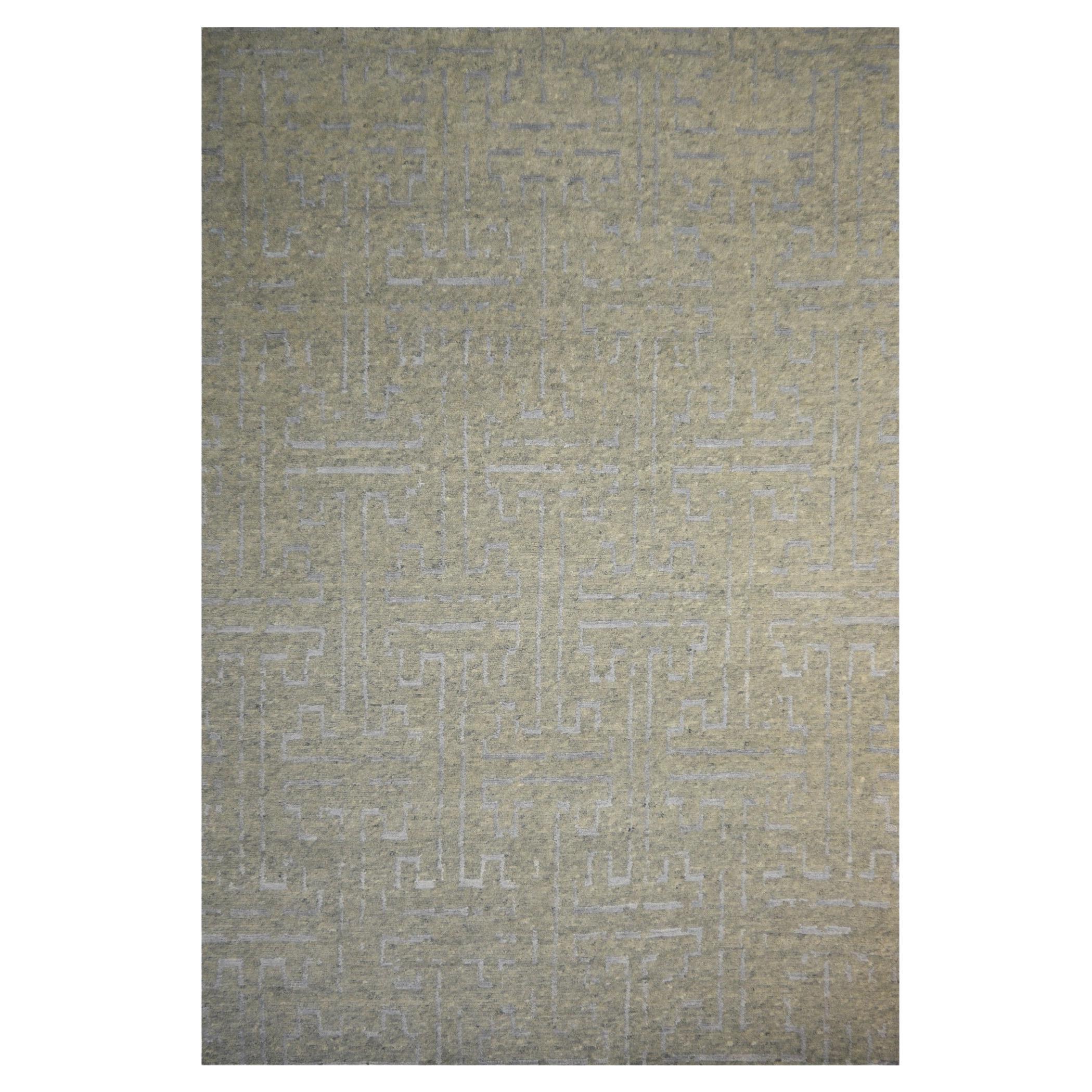 Contemporary Art Deco Design Rug Hand Knotted Wool and Silk Djoharian Collection