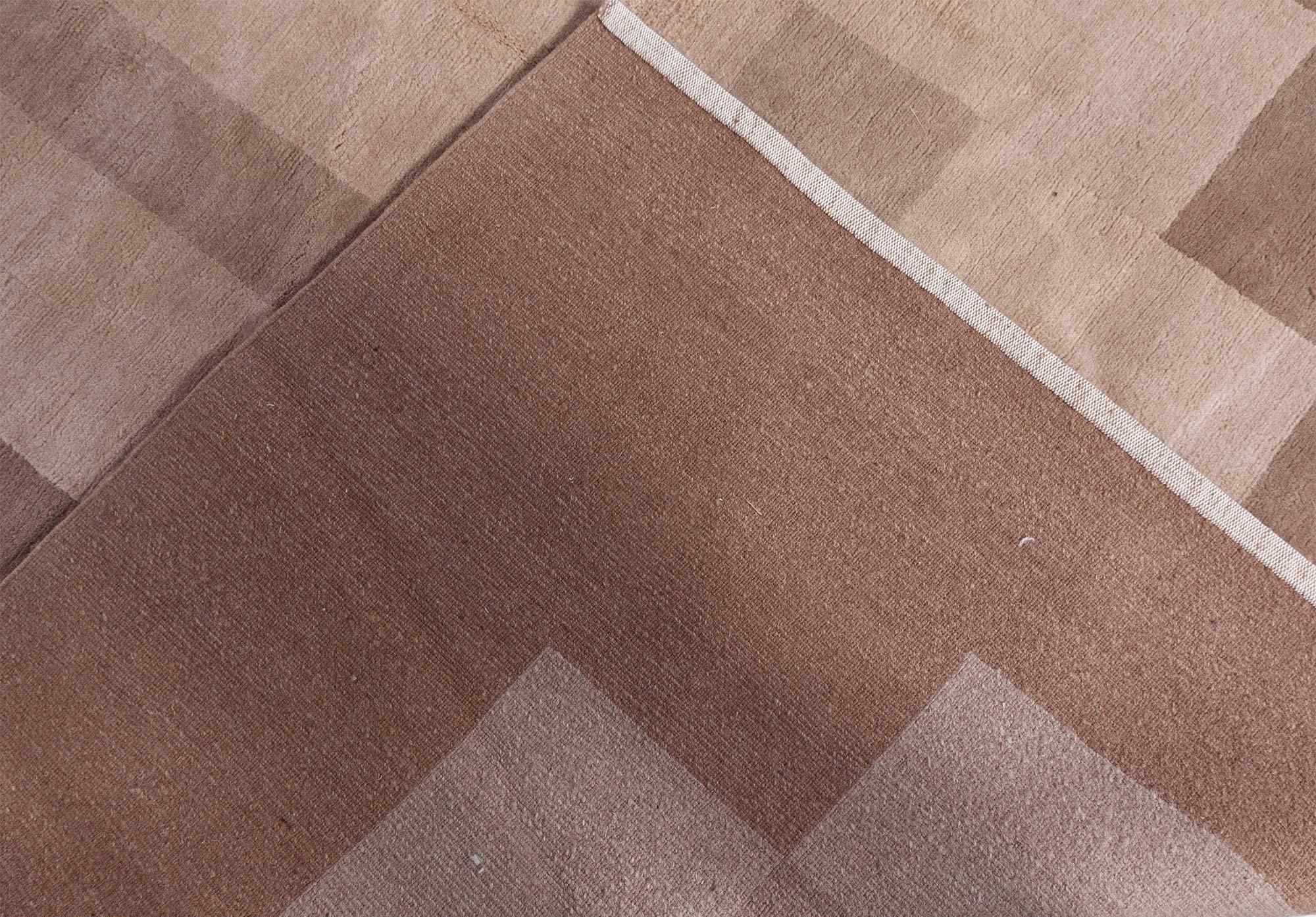 Contemporary Art Deco Design Tibetan Beige and Brown Rug von Doris Leslie Blau im Zustand „Neu“ im Angebot in New York, NY