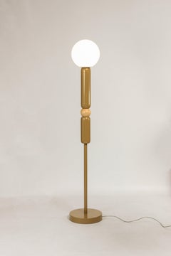 Contemporary Art Deco Floor Lamp Play in Gold and Natural Oak by UTU