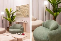 Contemporary Art Deco Floor Lamp Play in Ivory, Lilac and Natural Oak by UTU