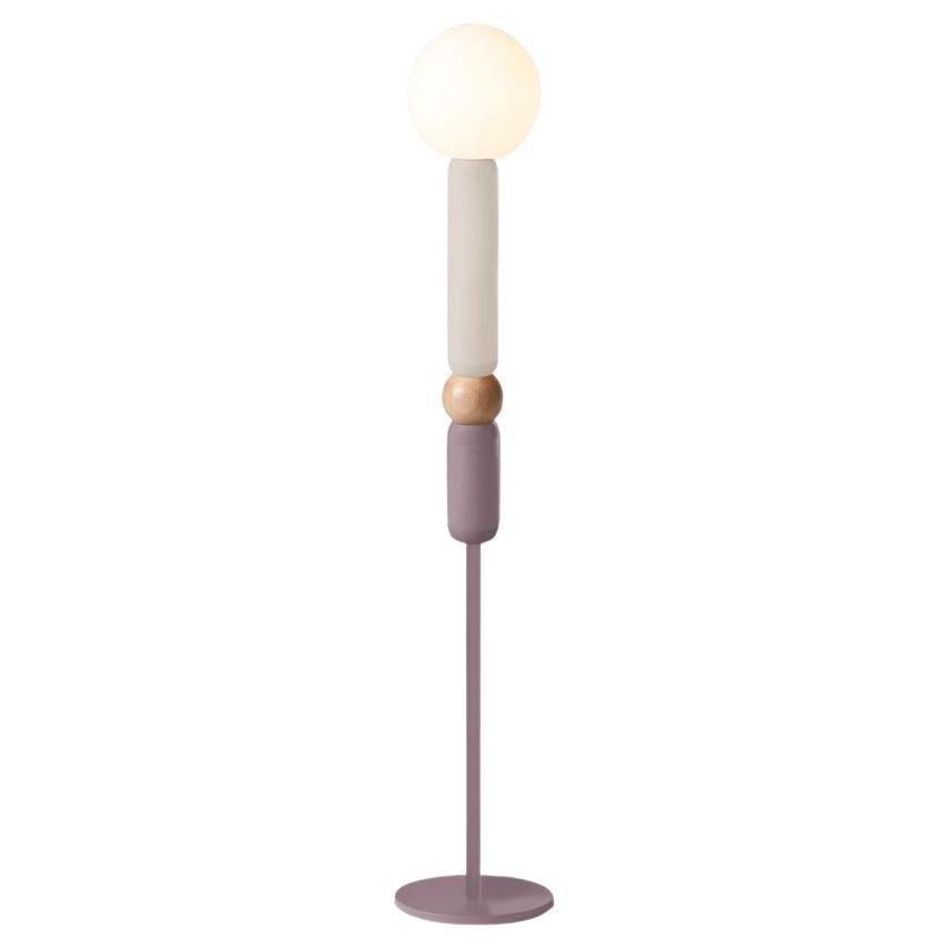 Contemporary Art Deco Floor Lamp Play in Ivory, Lilac and Natural Oak by UTU For Sale
