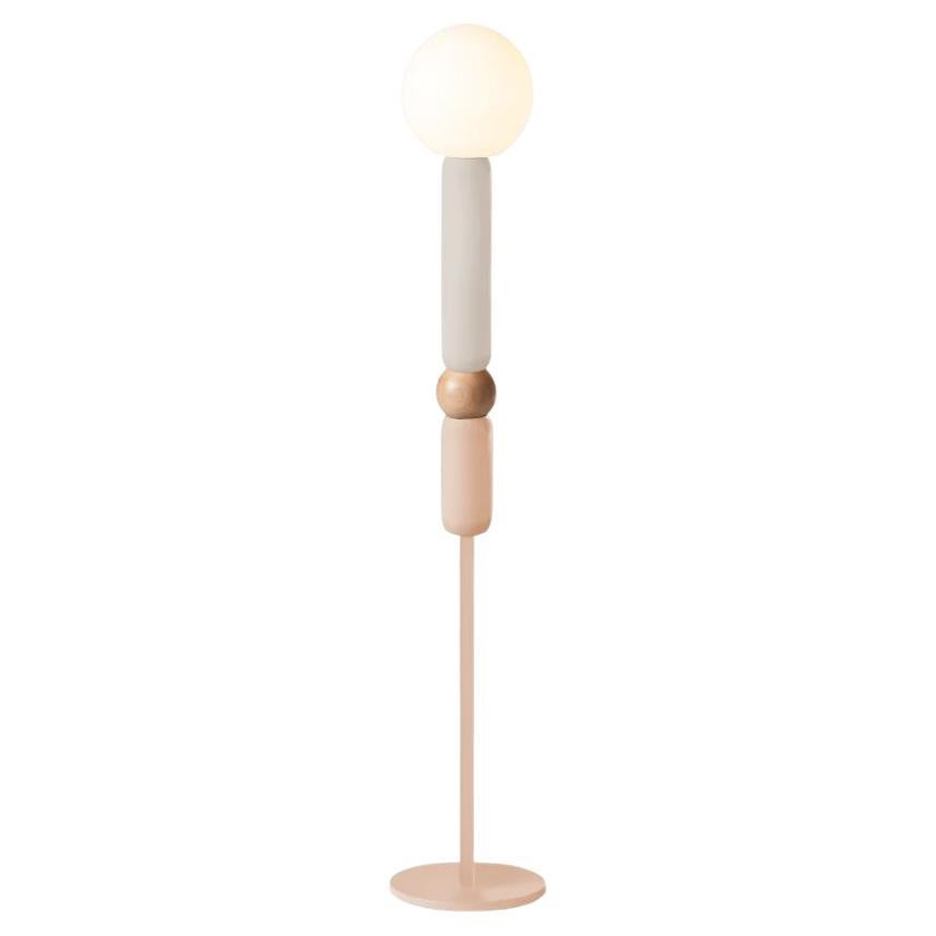 Contemporary Art Deco Floor Lamp Play in Ivory, Nude and Natural Oak
