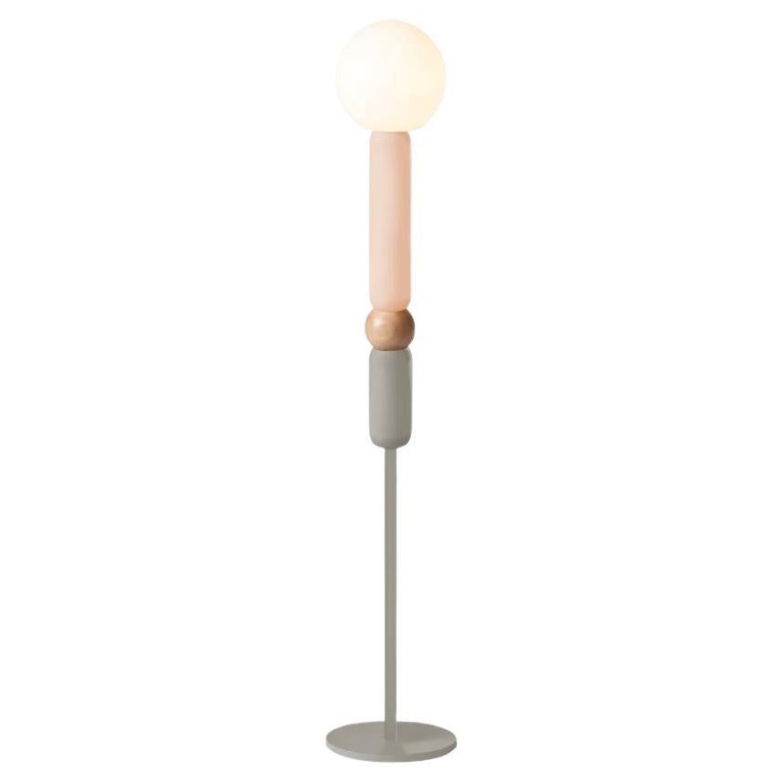 Contemporary Art Deco Floor Lamp Play in Nude, Taupe and Natural Oak For Sale