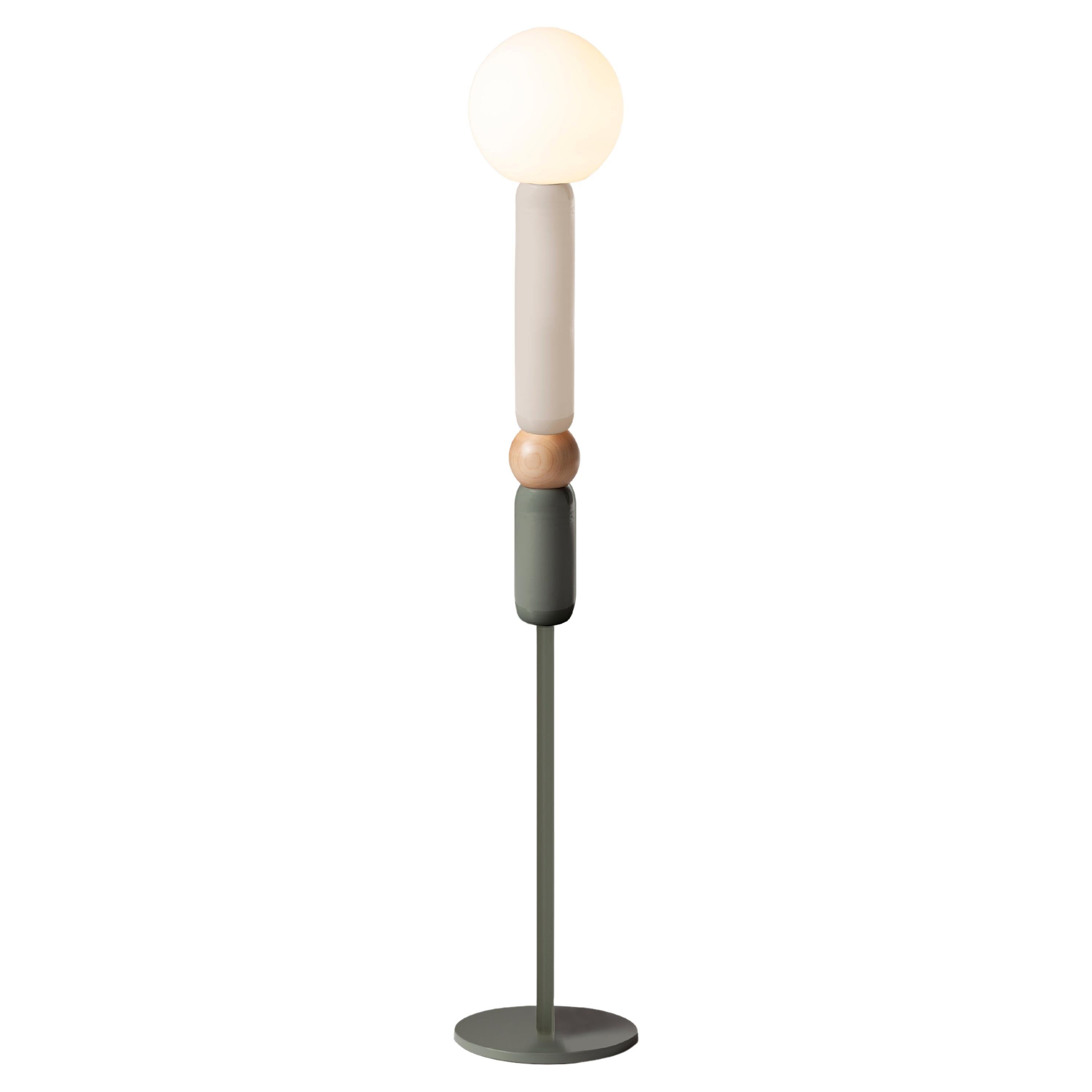 Contemporary Art Deco Floor Lamp Play in Sage, Ivory and Natural Oak by UTU For Sale