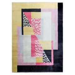 Contemporary Art Deco Geometric Light Gray Carpet "Moire" by Doris Leslie Blau