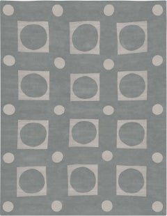 Contemporary Art Deco Geometric Slate Gray Carpet "Selene" by Doris Leslie Blau